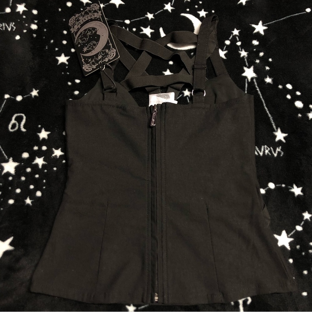 Killstar Black Strappy Gothic Tank Top - Picture 7 of 7